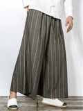 Men's Casual Summer Linen Wide Leg Stripe Pants