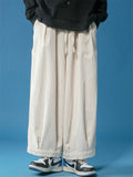 Men's Simple Chinese Style Solid Color Corduroy Straight Wide-leg Pants
