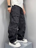 Men Baggy Drawstring Wide Leg Loose Fit Outdoor Cargo Pants