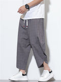 Men's Summer Comfy Casual Plaid Harem Capri Pants
