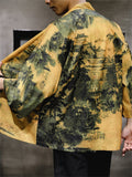 Chinese Zen Style Casual Print Long Sleeve Cardigan for Men
