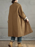 Winter Mid Length Long Sleeve Pockets Coat for Women