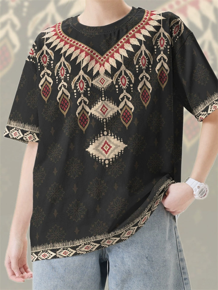 Men's Summer Boho Ethnic Style Printed Quick-Dry Short Sleeve Shirts