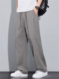 Mens Drawstring Loose Wide Leg Lyocell Summer Pants