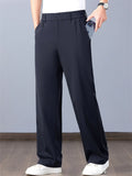Men Ice Silk Breathable Quick Dry Zip Straight Leg Casual Pants