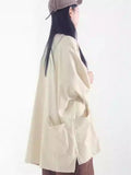 Unisex Loose Cotton Short BatWing Sleeve T-Shirt with Pockets