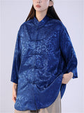 Women's Summer Jacquard Stand Collar Casual Tangsuit Shirts