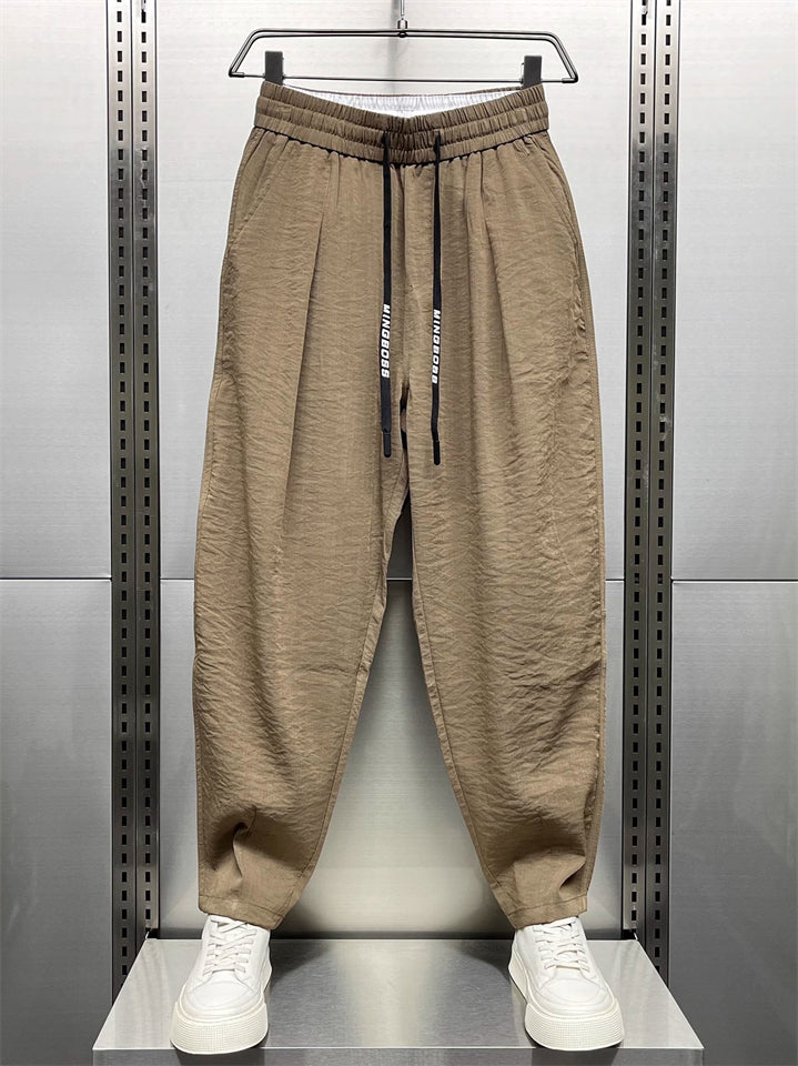Men's Summer Korean Style Casual Solid Color Drawstring Pants