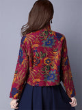 Women's Retro Autumn Ethnic Style Printed Stand Collar Jackets