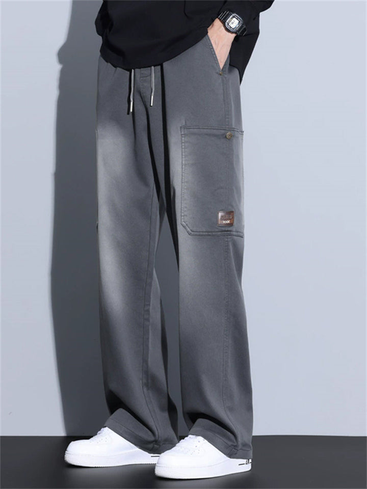 Men's Spring Autumn Mid Waist Loose Straight Casual Pants