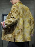 Men's Spring Butterfly Print Chinese Style Jacket with Knot Buttons