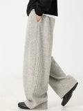 Men's Comfy Fleece Solid Color Striped Drape Wide Leg Pants