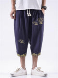 Men's Casual Cloud Print Drawstring Capri Pants