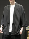Men's Chinese Zen Style Solid Color Cardigan Shirt