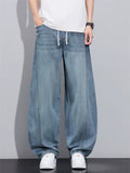 Men's Streetwear Summer Loose Fit Wide Leg Scimitar Denim Pants