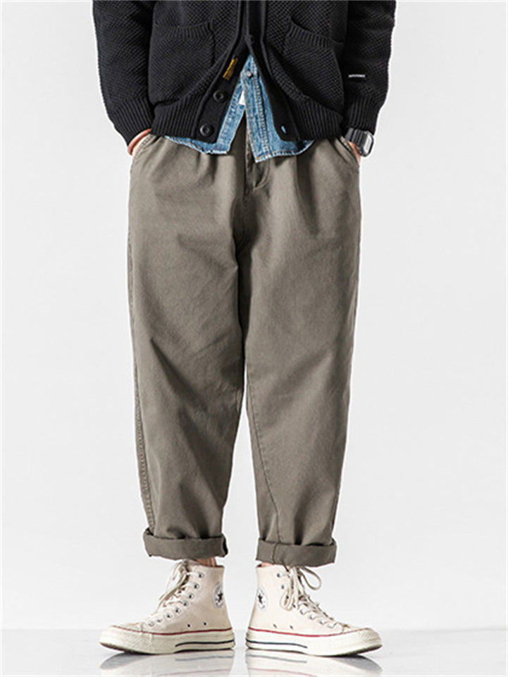 Men's Korean Style Simple Casual Straight Leg Cargo Pants