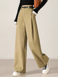 Women's High Waist Casual Loose Fit Pleated Wide Leg Pants
