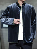 Men's Retro Chinese Style Autumn Velvet Contrast Trim TangSuit Jackets