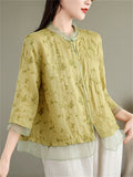 Women's Summer Retro Chinese Style Holiday Embroidery Half Sleeve Shirts