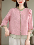 Women's Summer Retro Chinese Style Holiday Embroidery Half Sleeve Shirts