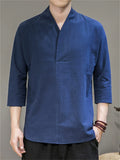 Men's Chinese Vintage Style Summer 3/4 Sleeve Shirts