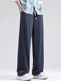 Mens Summer Wide Leg Drawstring Casual Pants Baggy Trousers