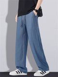 Men Linen Blend Casual Breathable Comfortable Loose Fit Wide Leg Pants