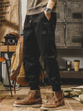 Mens Vintage Cargo Jogger Pants Utility Workwear Trousers