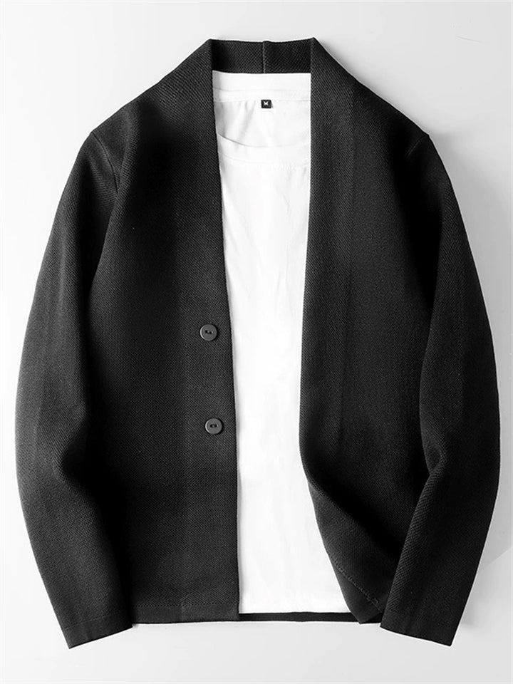 Men's Casual Autumn Solid Color V Neck Single Breasted Knit Cardigan Jackets
