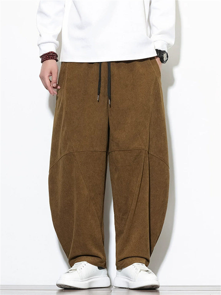Men's Simple Japanese Style Retro Solid Color Wide Leg Pants