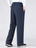 Men's Comfy Elastic Waist Straight Leg Casual Cotton Pants