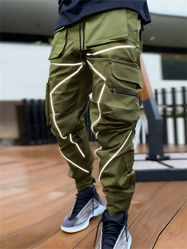 Men's Cool Streetwear Reflective Cargo Jogger Pants