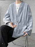 Retro Men's Solid Color Loose Corduroy Textured Pockets Jackets