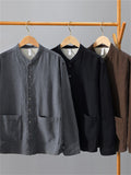 Oriental Style Ramine Causal Men's Stand Collar Long Sleeve Shirts