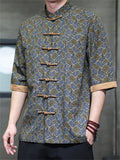 Men's Retro Chinese Style Print Tang Suit Half Sleeve Shirts