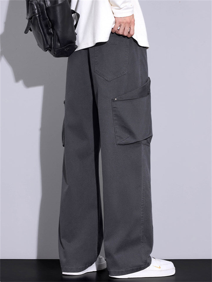 Men's Daily Wear Loose Fit Straight Leg Cargo Pants with Pockets
