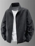 ‌Men's Lightweight Stand Collar Zipper Jacket with Pockets Casual Wear