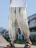 Men's Retro Chinese Style Print Casual Harem Jogging Cropped Pants