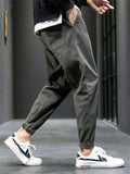 Men's Cotton Drawstring Casual Loose Fit Tapered Leg Cargo Pants