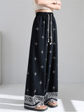 Women's Simple Contrast Color Comfy Geometry Printed High Waist Pants