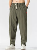 Men's Solid Color Hanzi Pattern Drawstring Jogger Pants