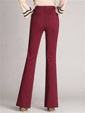Women Slim Fit Flare Leg Trousers High Waist Stretch Work Pants