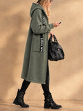Women Long Hooded Cardigan Fleece Zip Up Oversized Coat