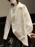 Men's Chinese Style Long Sleeve Vintage Loose Textured Shirts