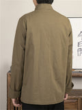 Retro Chinese Style Stand Collar Tang Suit Cargo Shirt for Men
