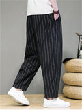 Men's Summer Casual Drawstring Stripe Harem Pants