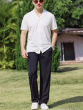 Men Comfy Breathable Ice Silk 2 Piece Short Sleeve Shirt Pants Outfits