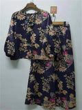 Women's 2pcs Casual Print Round Neck Top & Wide Leg Pants Set