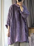 Women's Retro Loose Linen Distressed Long Sleeve Shirts