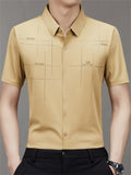 Men's Summer Print Seamless Button Up Lapel Short Sleeve Shirts